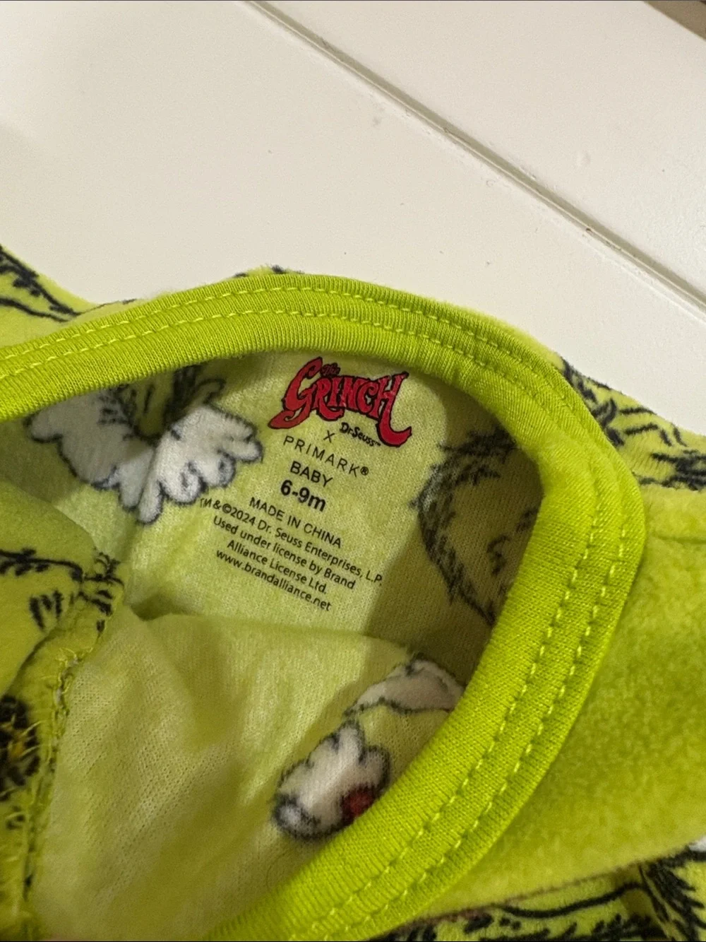 Primark Green Grinch Fleece Footed One-Piece
